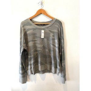 Splendid Camo Pullover Crew Top Shirt Long Sleeve